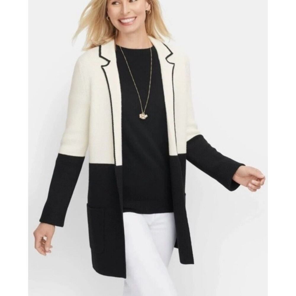 Talbots Size Small Colorblock Wool Blend Open Car… - image 2